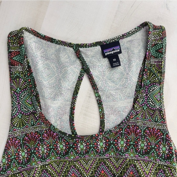 PATAGONIA womens printed dress organic cotton lyocell travel green XS - Picture 4 of 9
